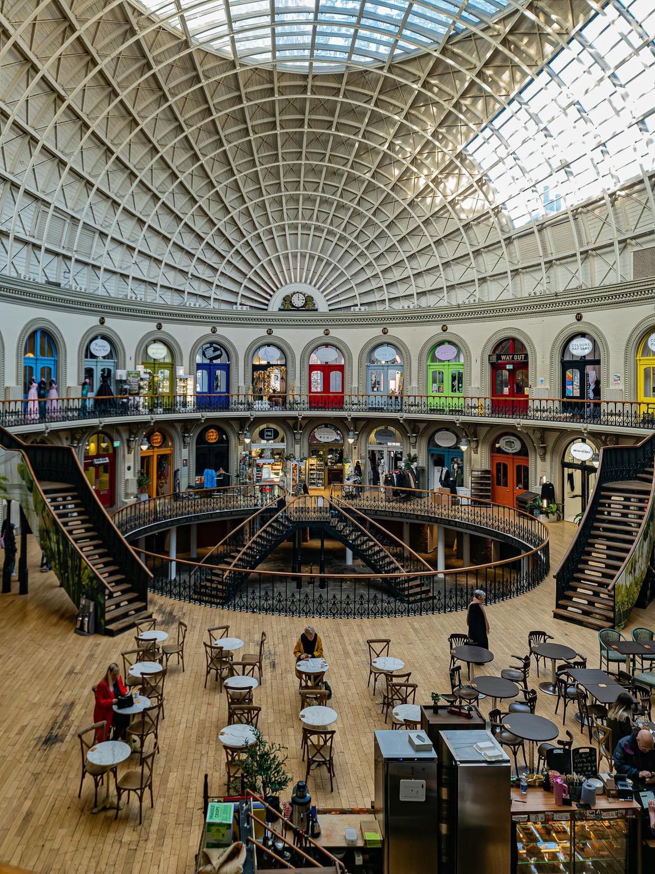 Stunning view of the Leeds Corn Exchange interior showcasing its architectural beauty.